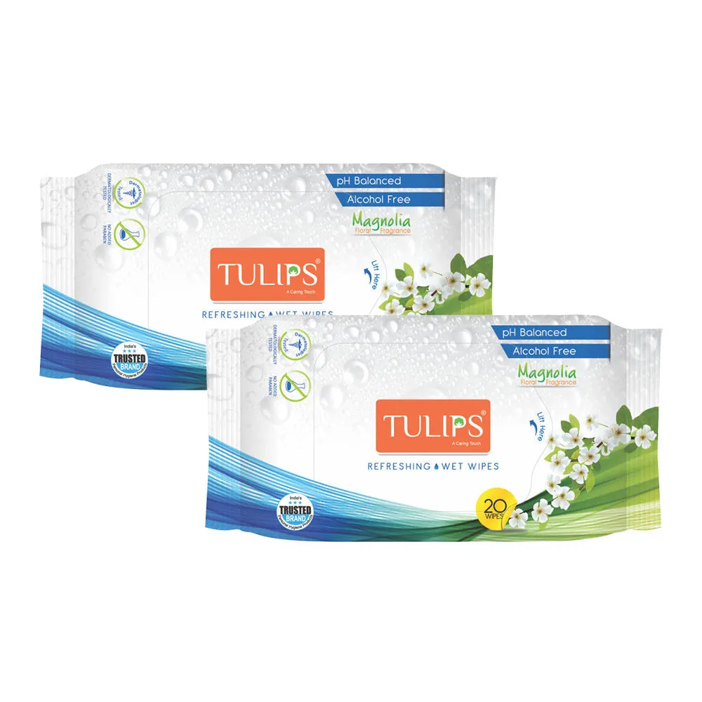 Tulips Refreshing Wet Wipes (Magnolia) - Pack Of 2