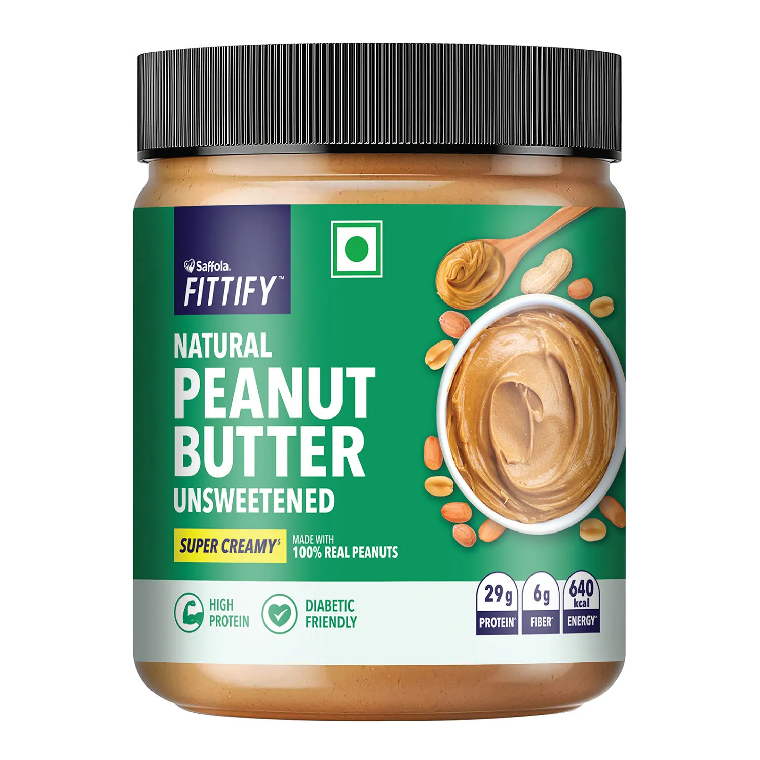 Saffola FITTIFY Unsweetened Natural Peanut Butter Super Creamy