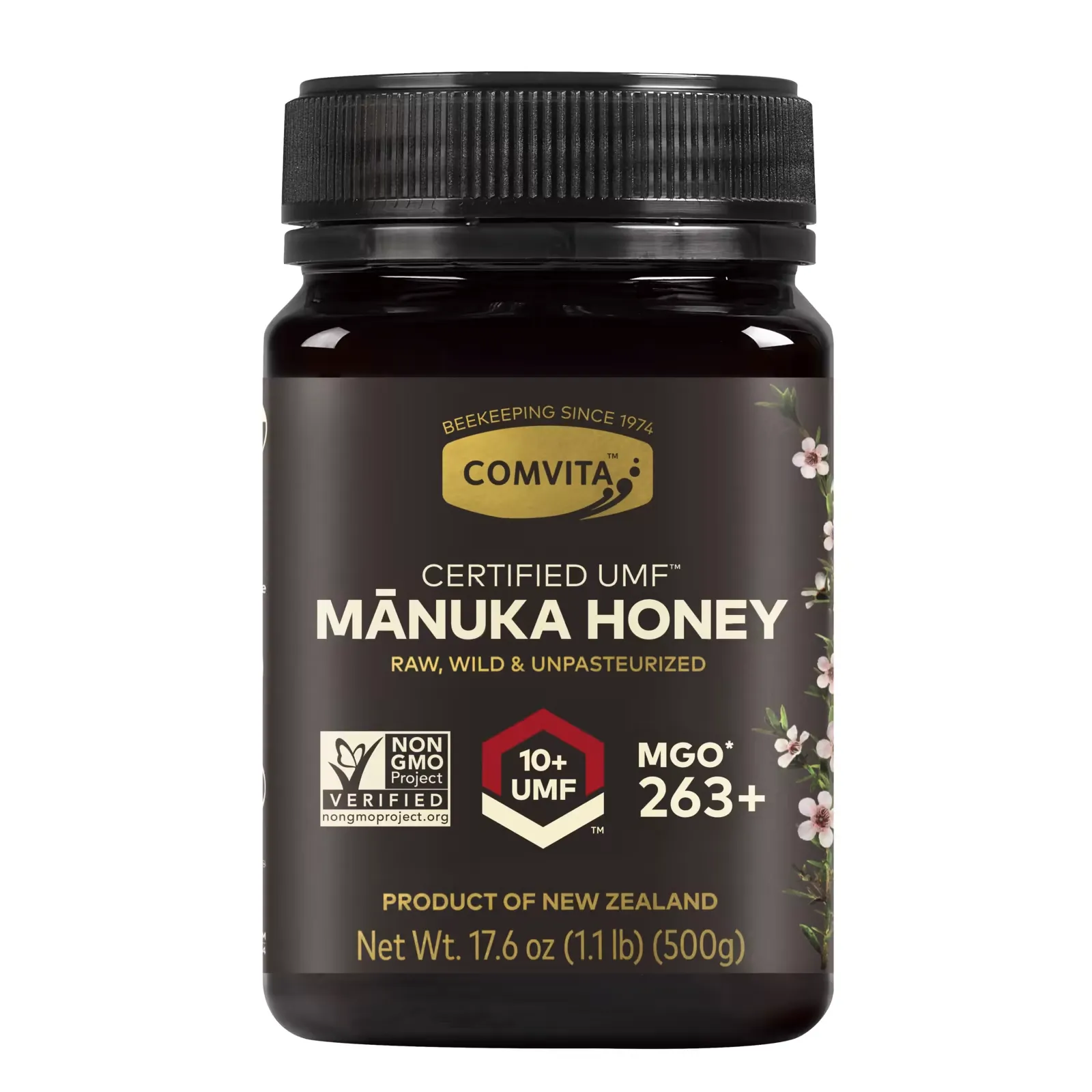 Raw Manuka Honey, Certified UMF 10+ (MGO 263+), 1.1 lb (500 g)