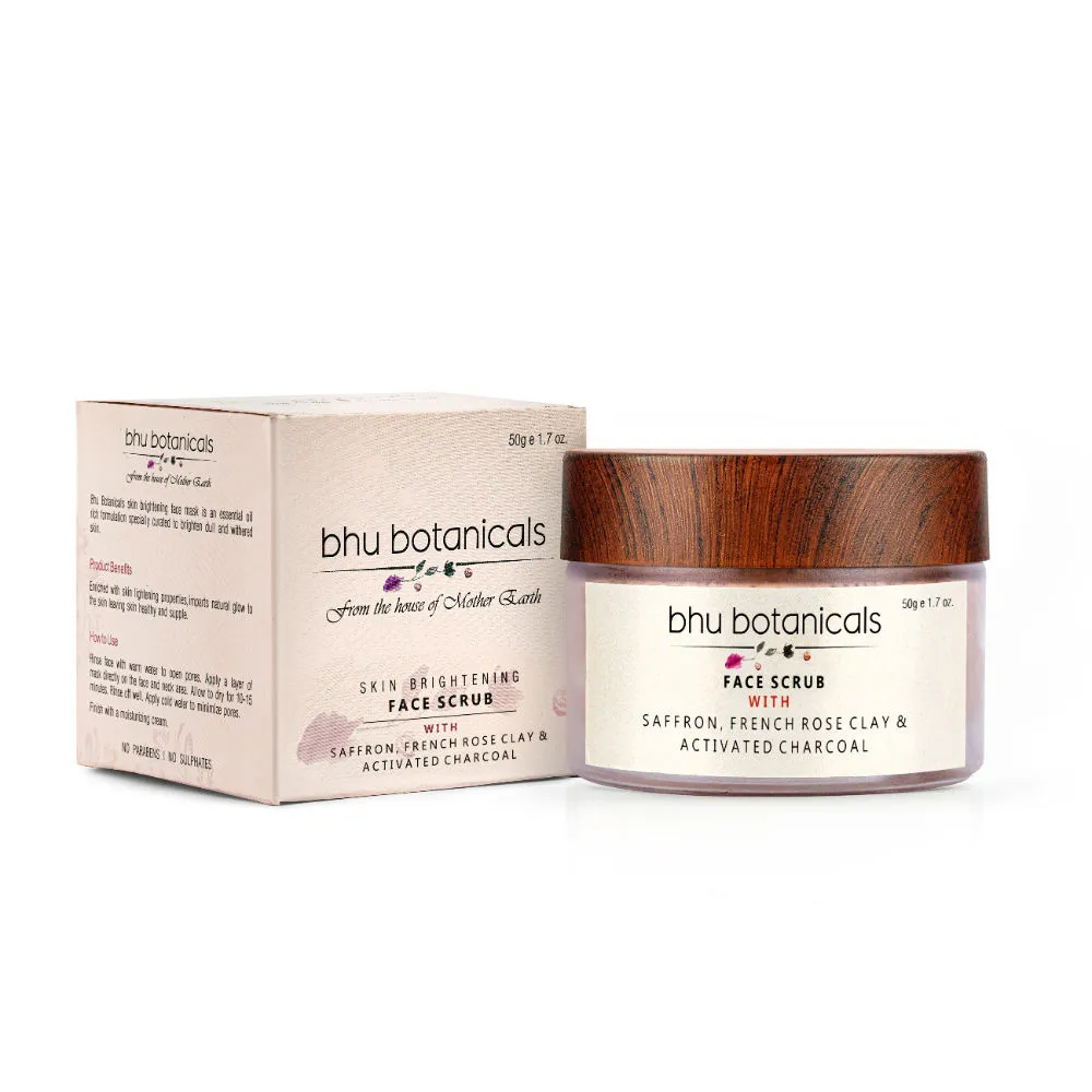 Bhu Botanicals Face Scrub with Saffron French Rose Clay & Activated Charcoal