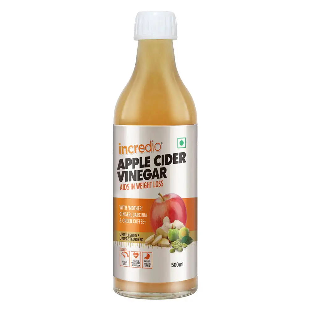 Incredio Apple Cider Vinegar with Mother,  0.5 L  Ginger, Garcinia & Green Coffee