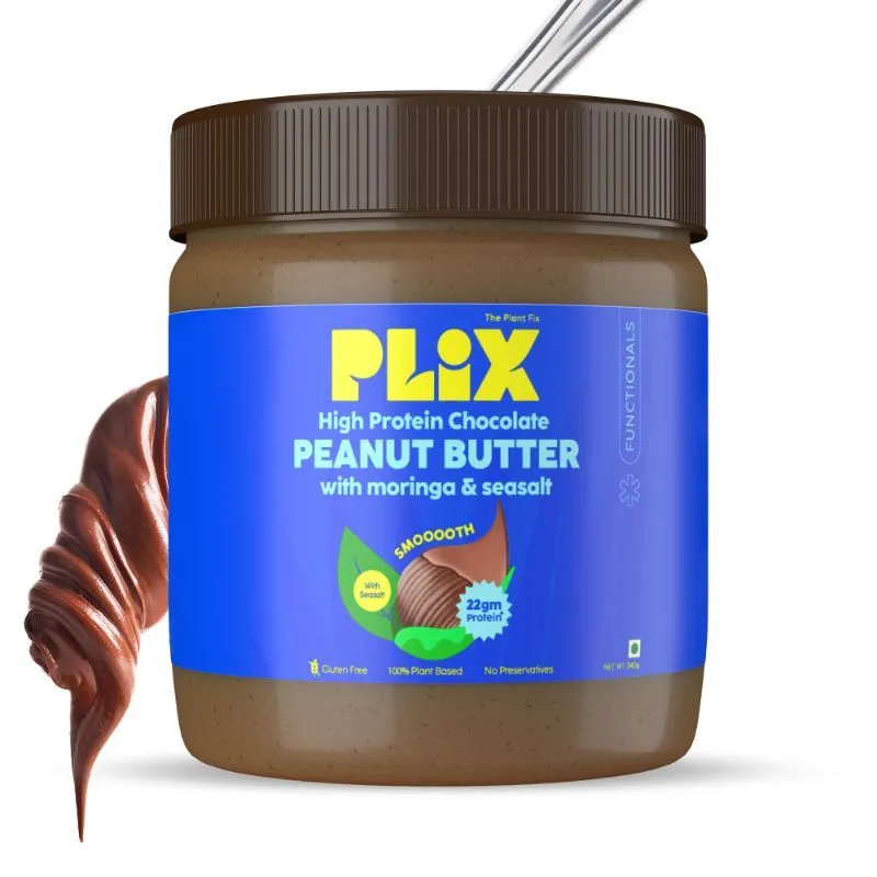 Plix High Protein Peanut Butter With Moringa And Seasalt - Chocolate Flavour