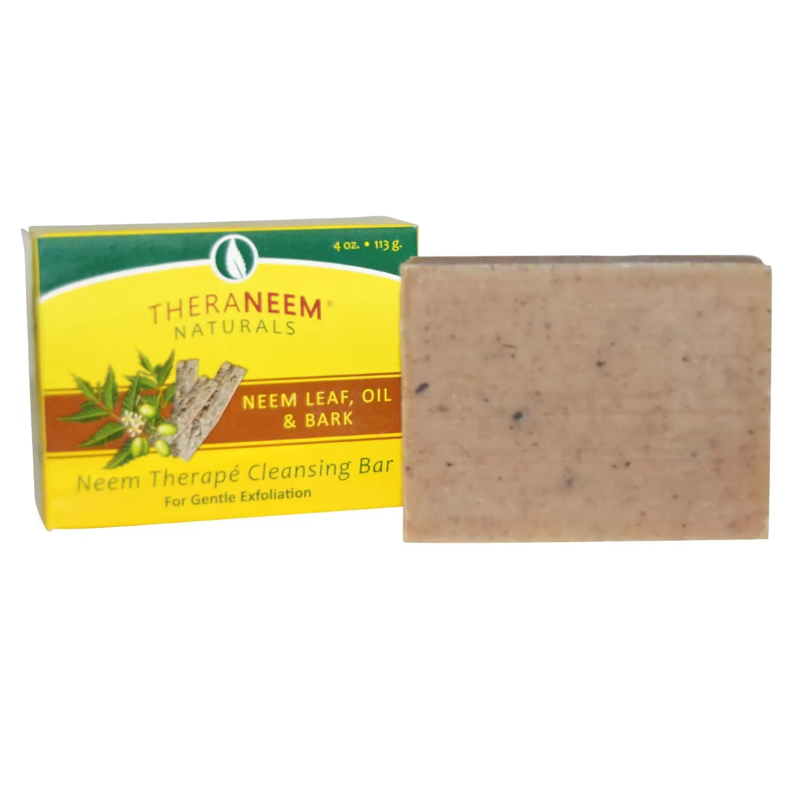 TheraNeem Naturals, Neem Therapé Cleansing Bar, Neem Leaf, Oil & Bark, 4 oz (113 g)