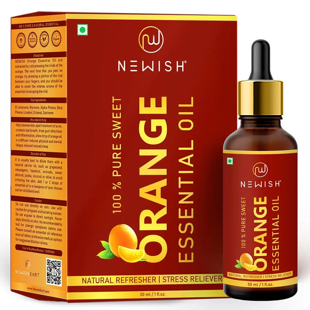 NEWISH Orange Essential Oil for Face Skin Aroma Diffuser Cold Pressed