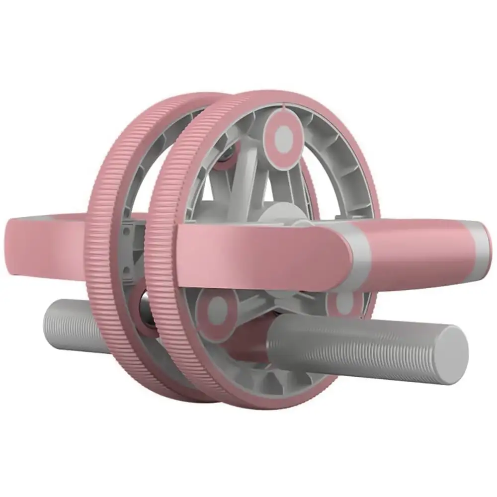 Strauss Ab Wheel Roller with Push Up Bar & Resistance Tube,  Pink  Free Size