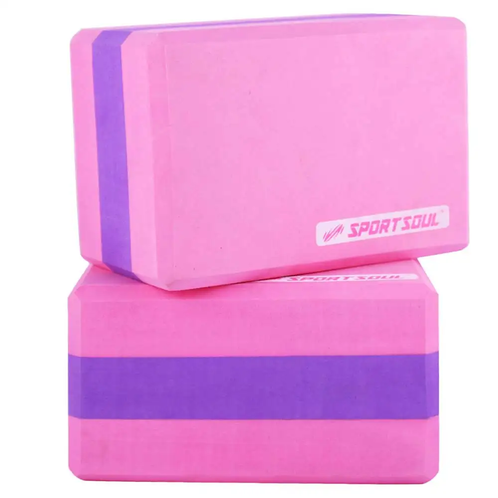 SportSoul Dual Colour Yoga Block,  Purple & Pink (Pack of 2)  22 x 15 x 7 cm