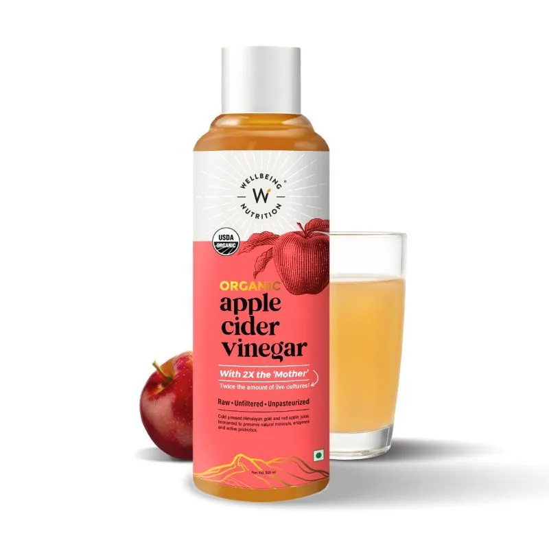 Wellbeing Nutrition Organic Apple Cider Vinegar With 2X Mother For Weight Loss & Blood Sugar Control