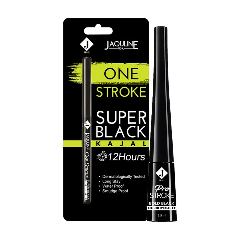 Jaquline USA One Stroke Black Kajal + Pro Stroke Black Liquid Eye Liner