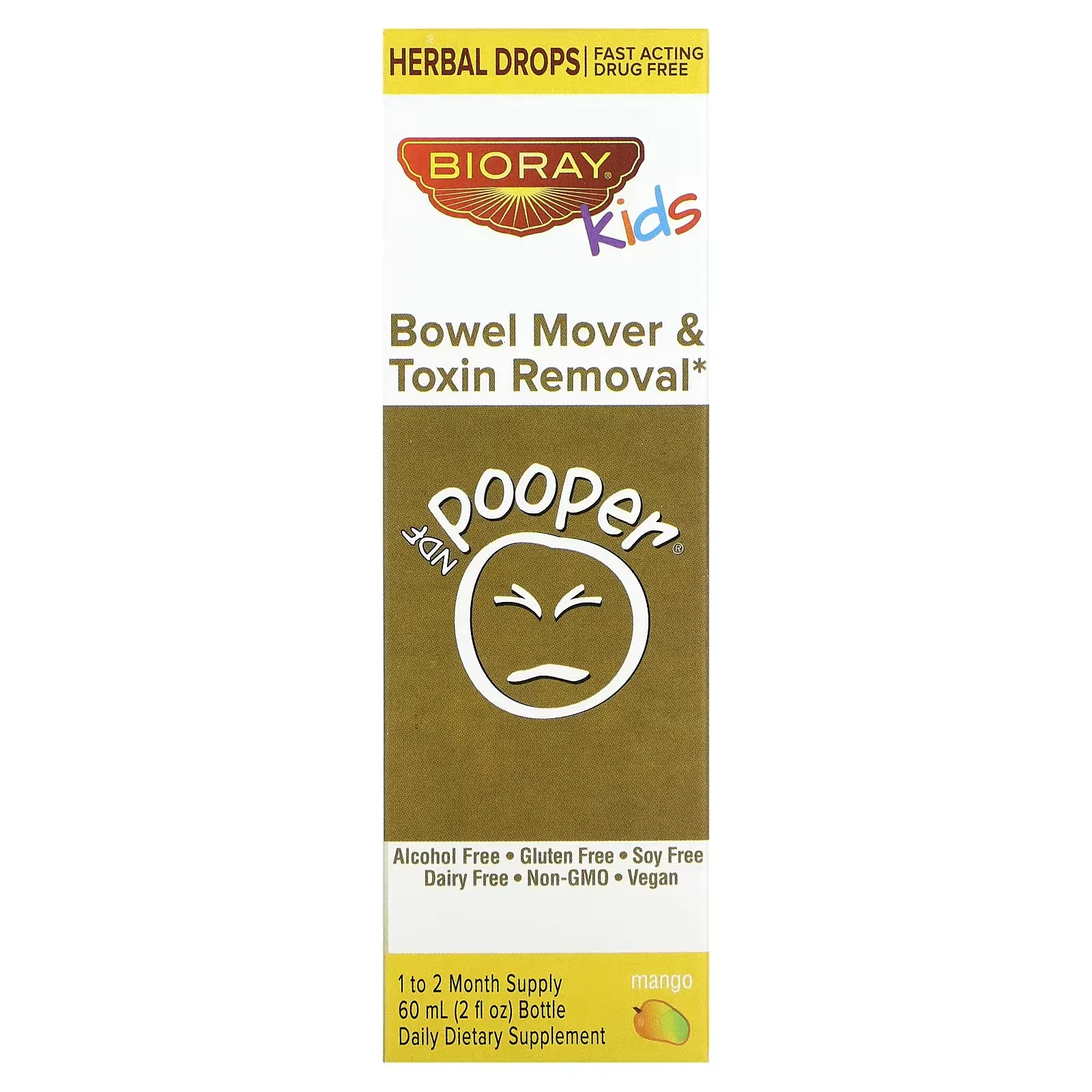 Kids, NDF Pooper, Bowel Mover & Toxin Removal, Mango , 2 fl oz (60 ml)