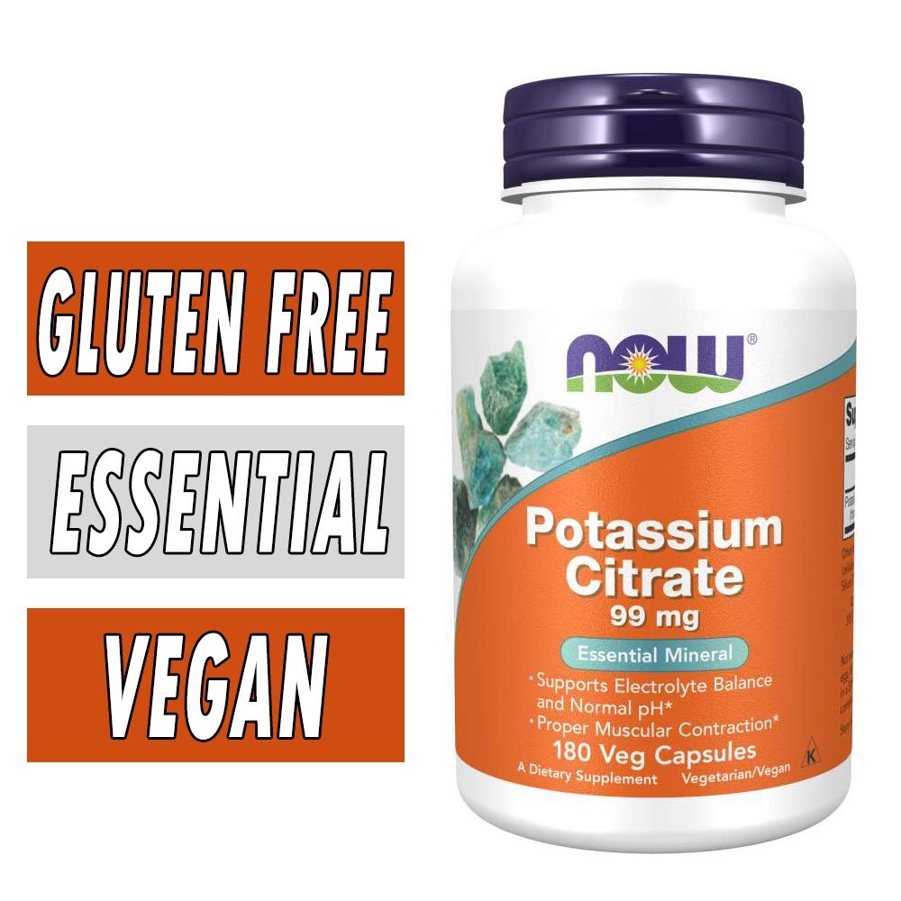 NOW Potassium Citrate - 99 mg - 180 Veg Capsules