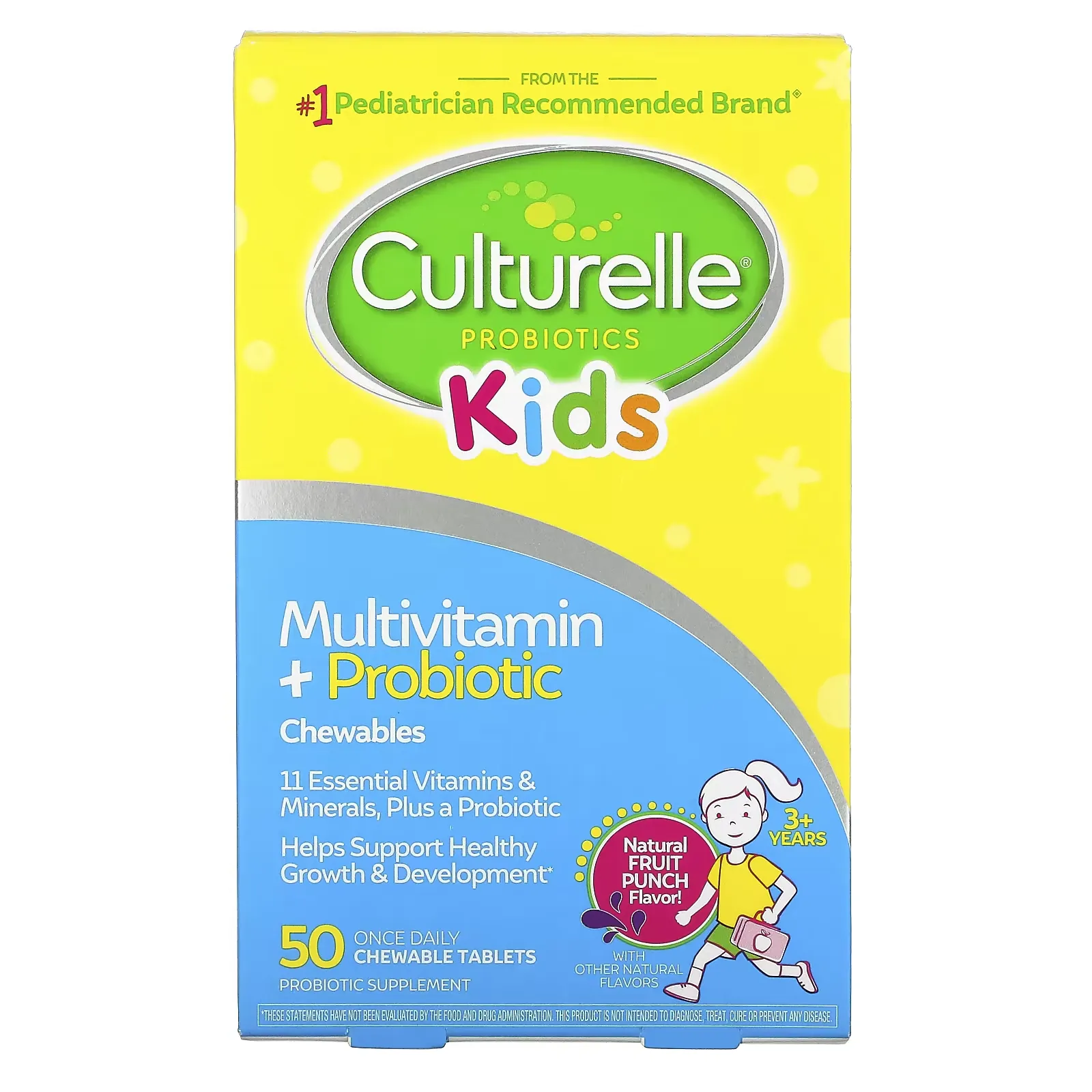 Kids, Probiotics, Multivitamin + Probiotic, 3+ Years, Natural Fruit Punch, 50 Chewable Tablets