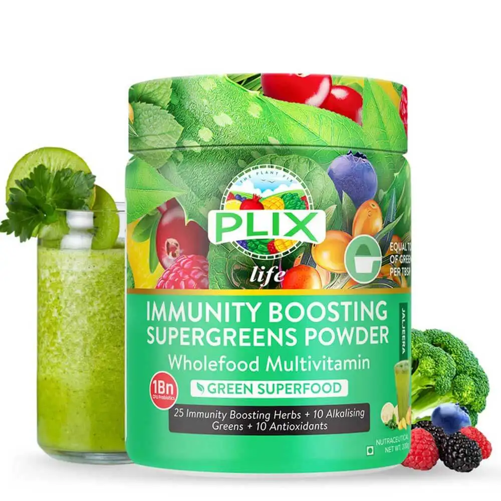 Plix Life Immunity Boosting Supergreens Powder,  Lemon  0.44 lb