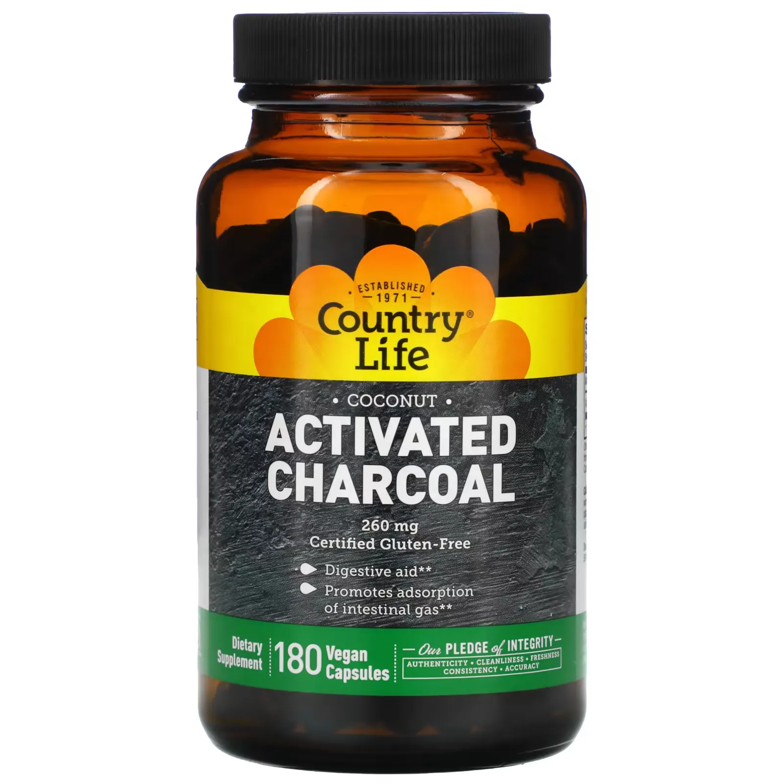 Activated Charcoal, 260 mg, 180 Vegan Capsules