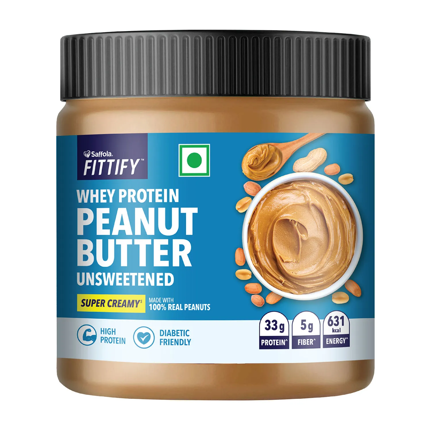 Saffola FITTIFY Whey Protein Peanut Butter Unsweetened Super Creamy