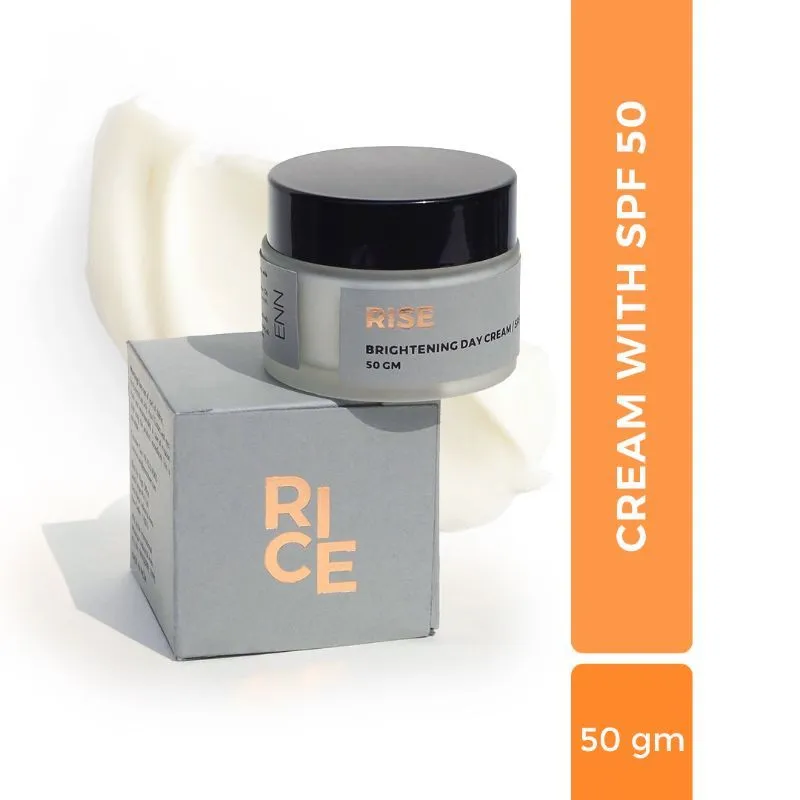 ENN RISE Skin Brightening Day Cream for Face with SPF-50, Rice Extract