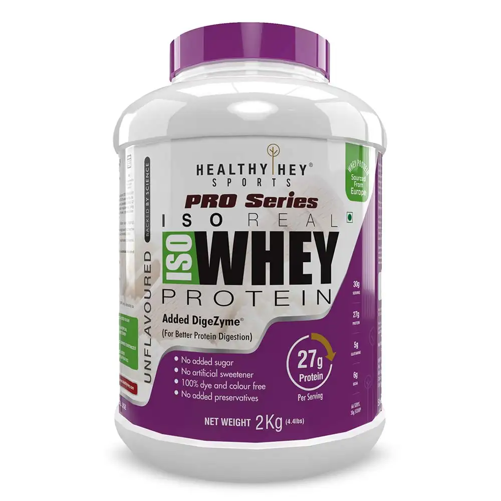 HealthyHey Sports Iso Whey Protein with DigeZyme,  4.4 lb  Unflavoured