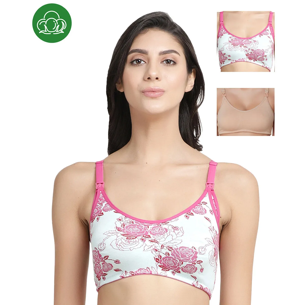 Inner Sense Organic Antimicrobial Soft Nursing Bra Pack of 3 - Multi-Color