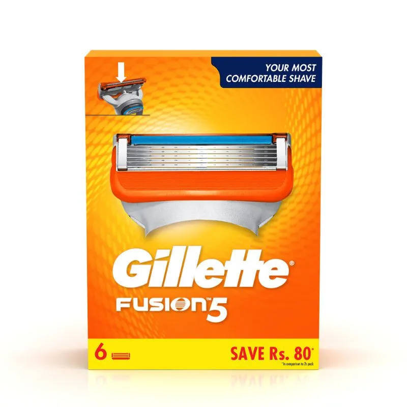 Gillette Fusion Shaving Blades Save Rs 80 (Pack Of 6 Cartridges)