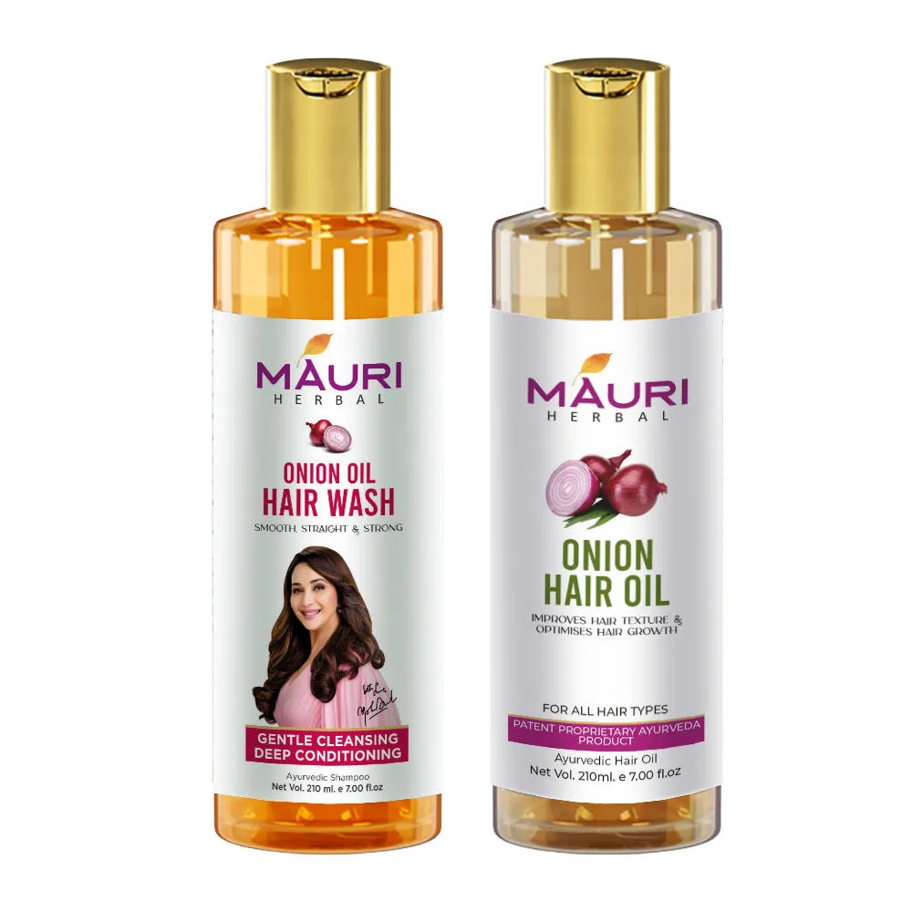 Mauri Herbal Onion Oil Shampoo & Hair Oil Combo - Pack Of 2