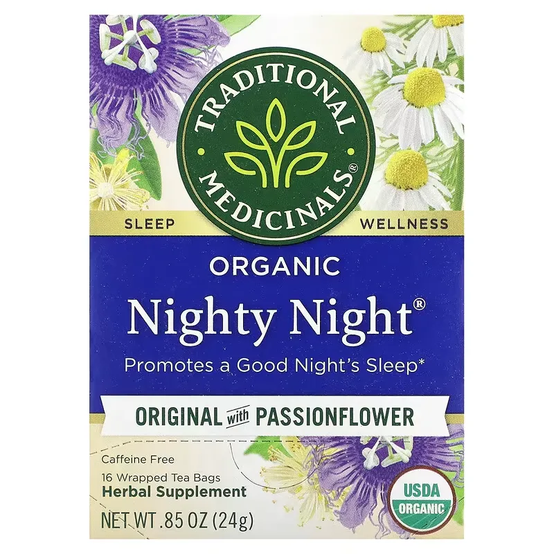 Organic Nighty Night,  Original with Passionflower, Caffeine Free, 16 Wrapped Tea Bags,  0.85 oz (24 g)