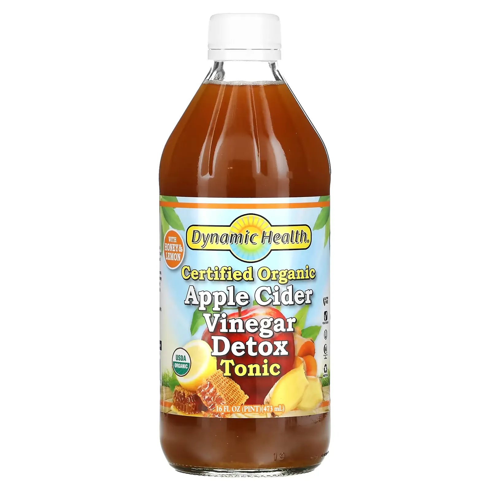 Certified Organic Apple Cider Vinegar Detox Tonic, 16 fl oz (473 ml)