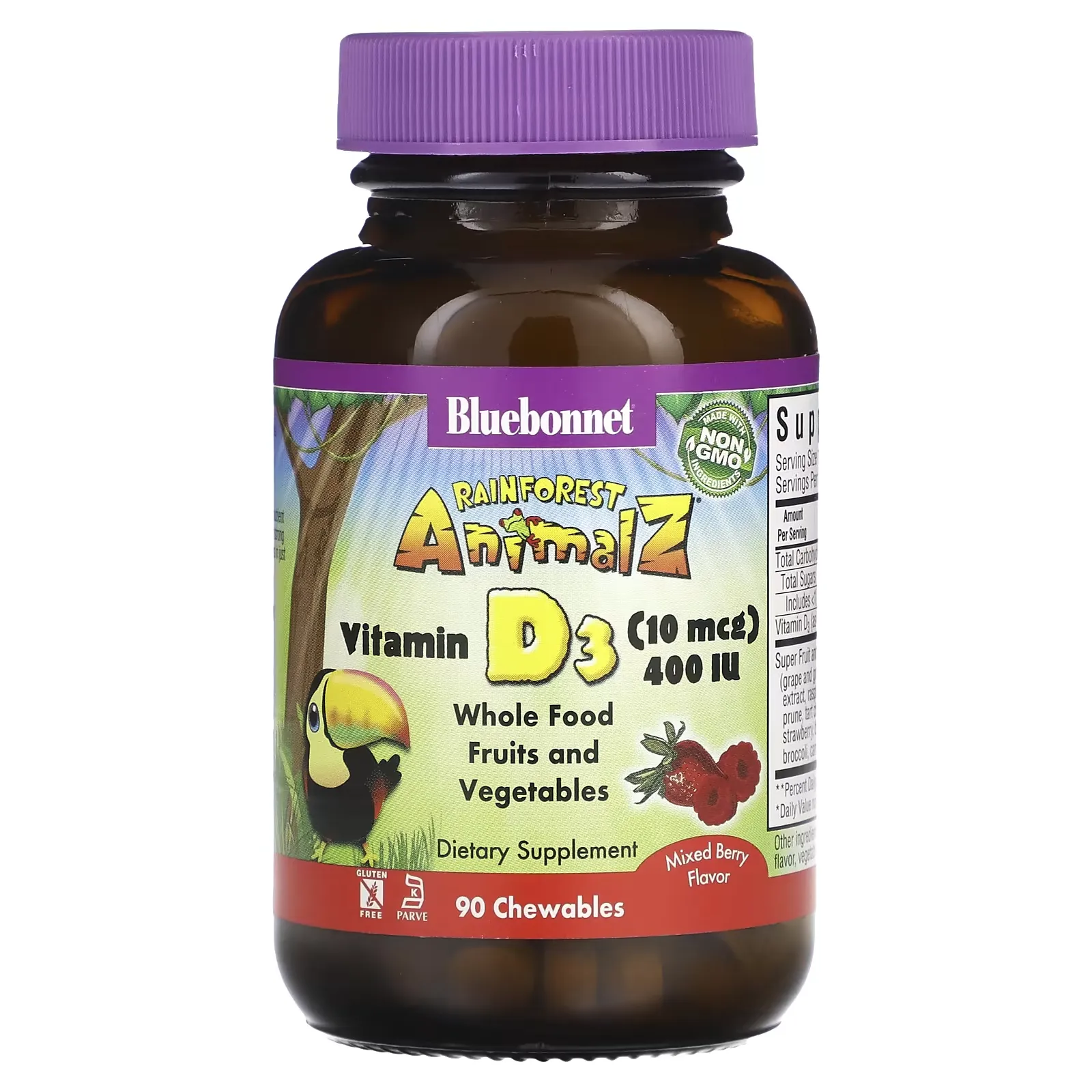 Rainforest Animalz, Vitamin D3, Mixed Berry , 400 IU, 90 Chewables