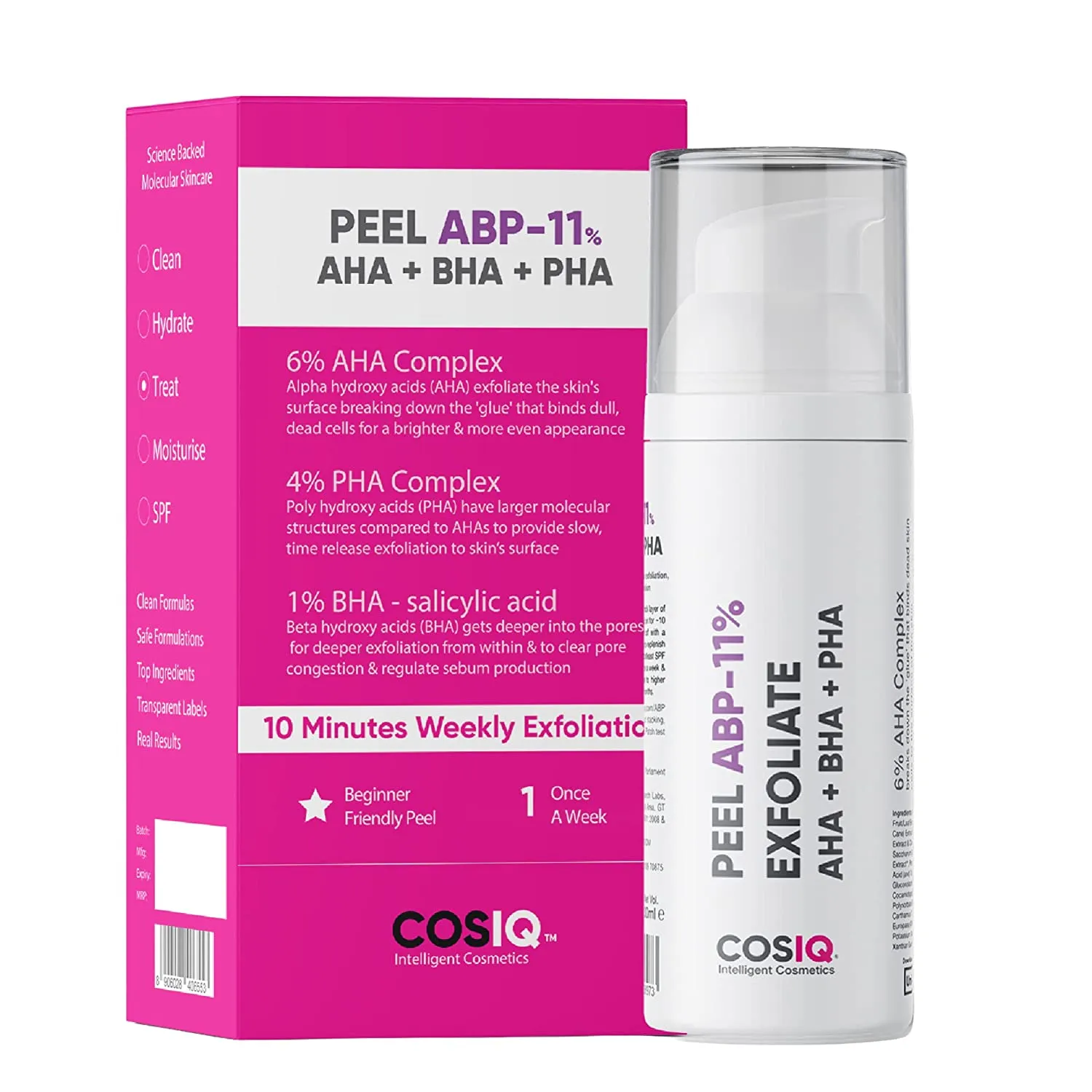 Cos-IQ Peel ABP-11% Exfoliate AHA + BHA + PHA Beginner Friendly Serum