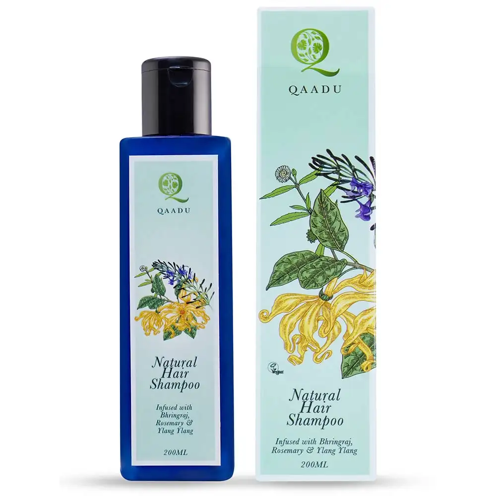 Qaadu Natural Hair shampoo,  200 ml  Infused with Bhringraj Rosemary & Ylang Ylang