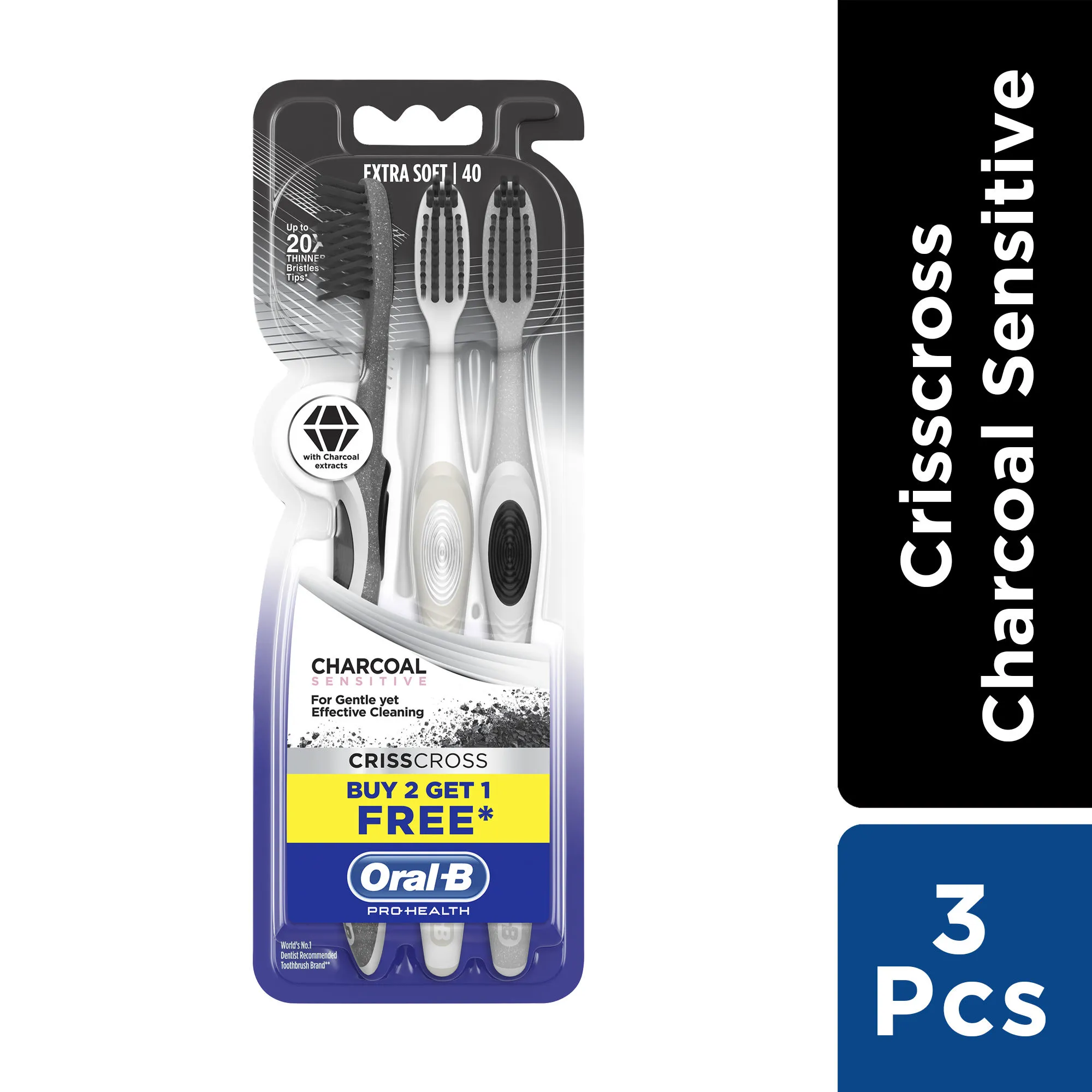 Oral-B Pro-Health Criss Cross Charcoal Toothbrush - Extra Soft (Buy 2 Get 1 Free)