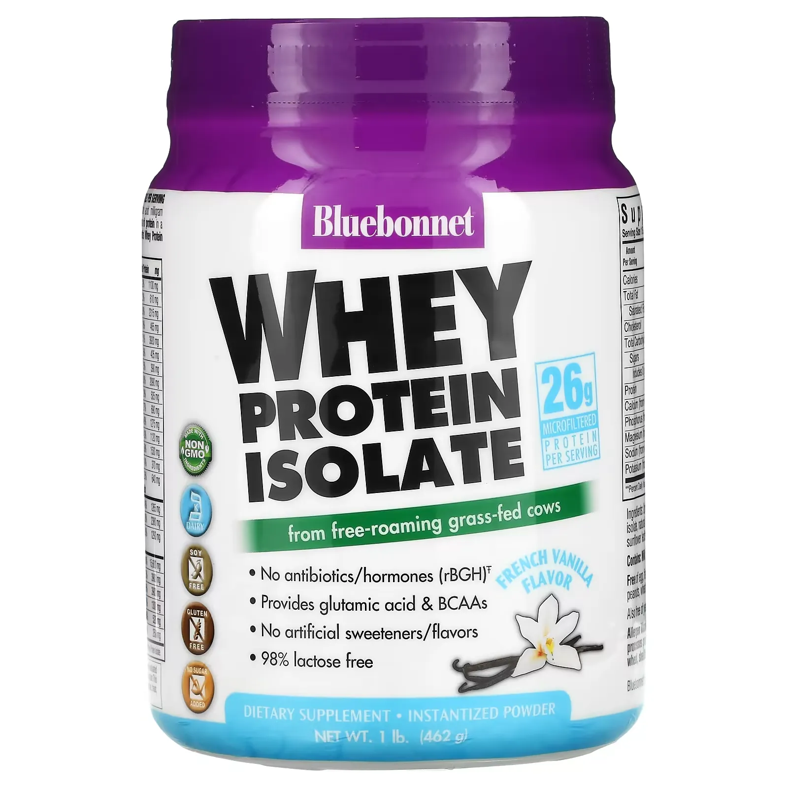 Whey Protein Isolate, French Vanilla, 1 lb. (462 g)