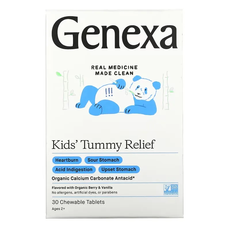 Kid's Tummy Relief, Ages 2+, Organic Berry & Vanilla, 30 Chewable Tablets