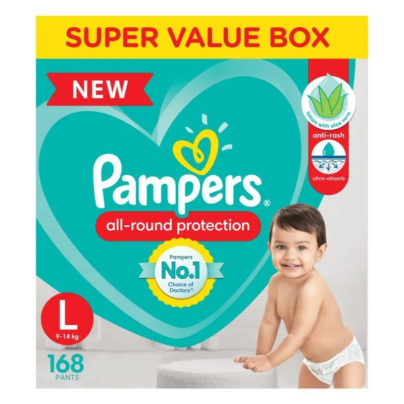 Pampers New Diaper Pants Super Value Box, Large - 168 Pack