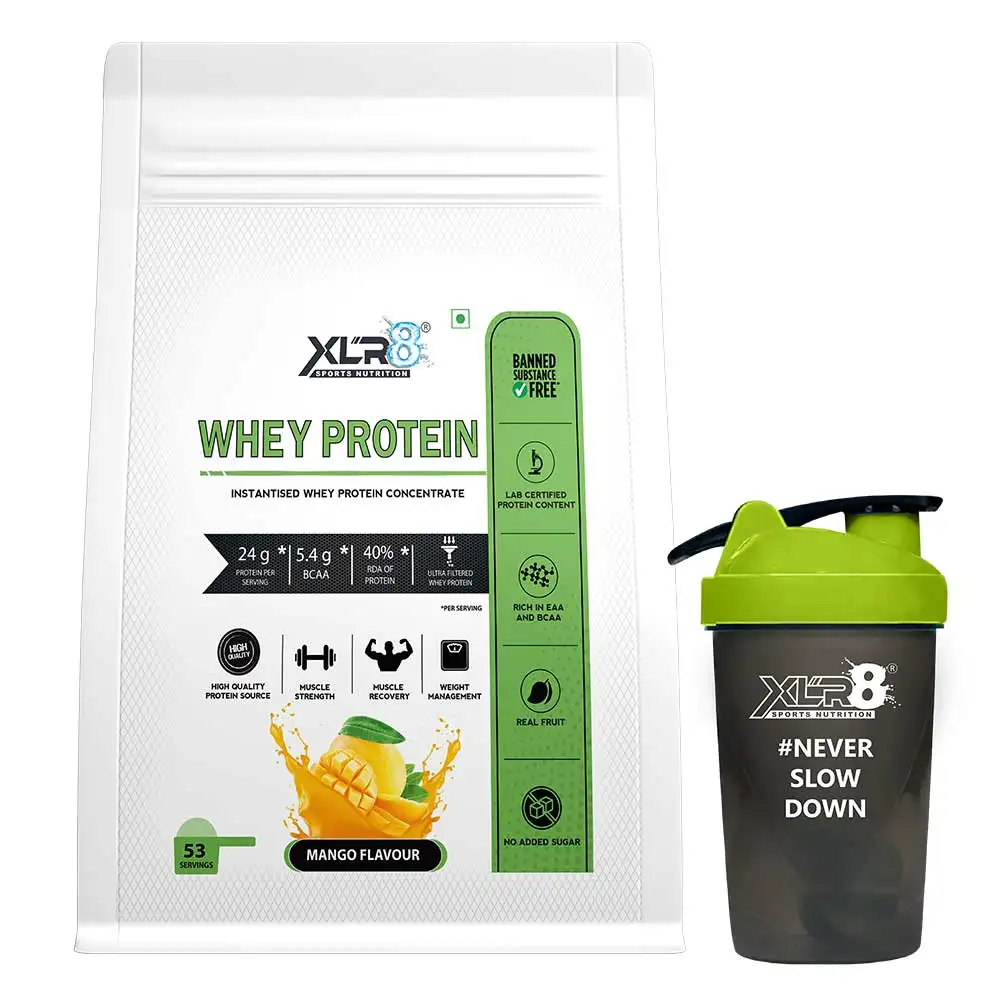 XLR8 Flavoured Whey Protein 24 g Protein,  4 lb  Mango with Shaker