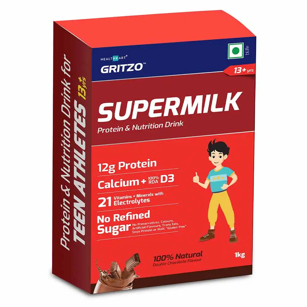 Gritzo SuperMilk Protein & Nutrition Drink Mix 13+ yrs,  1 kg  Double Chocolate