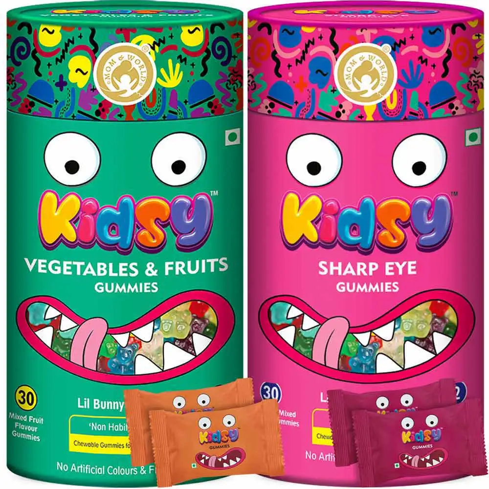 Mom & World Kidsy Vegetables & Fruits, Sharp Eye Combo,  2 Piece(s)/Pack  Mixed Fruit, Strawberry Mixed