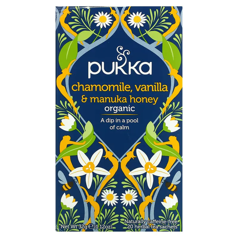 Organic Herbal Tea, Chamomile, Vanilla & Manuka Honey, Caffeine Free, 20  Sachets, 0.05 oz (1.6 g) Each