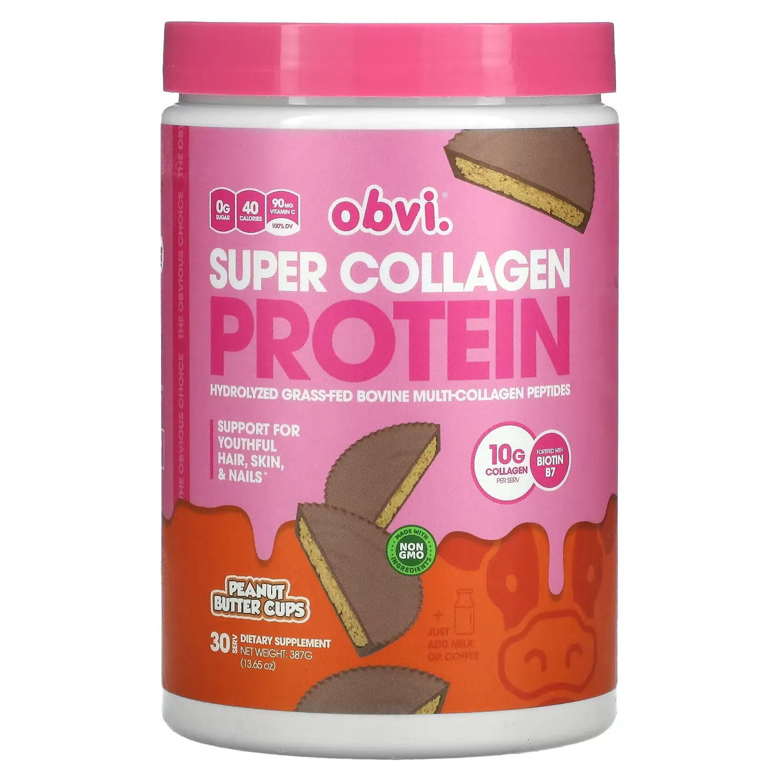 Super Collagen Protein, Peanut Butter Cups, 13.65 oz (387 g)