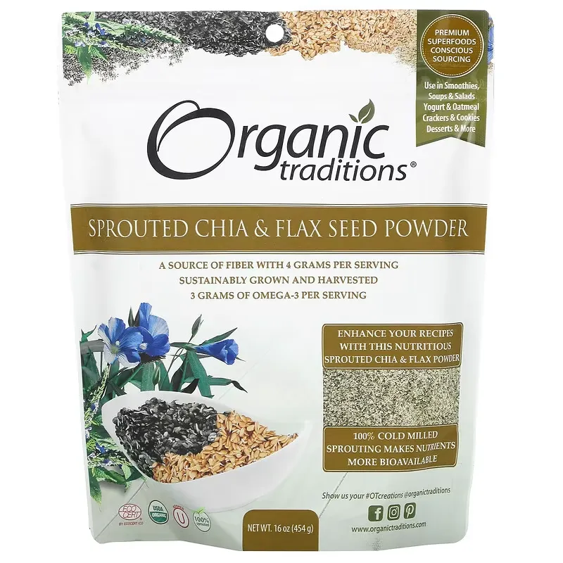 Sprouted Chia & Flax Seed Powder, 16 oz (454 g)