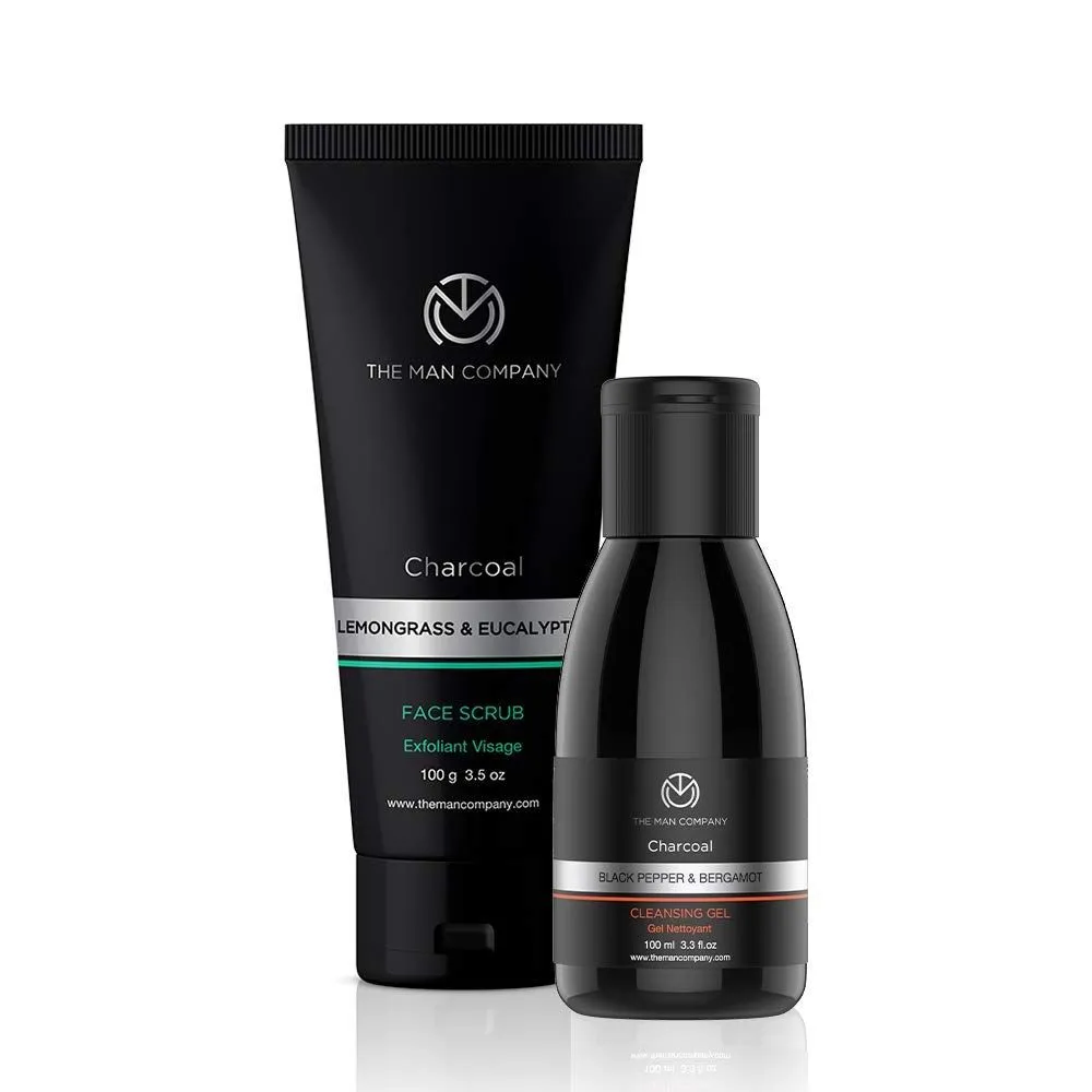 The Man Company Activated Charcoal Face Cleansing Kit (Cleansing Gel + Charcoal Face Scrub)