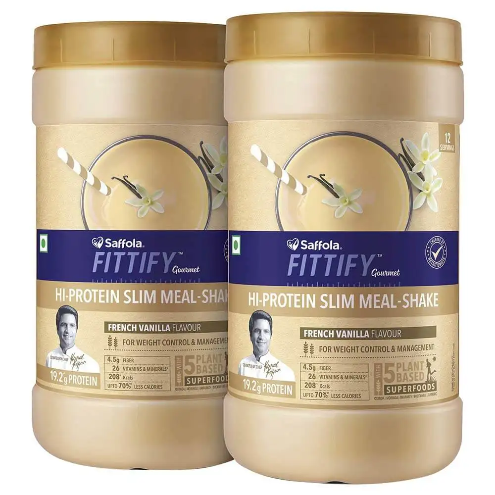 Saffola FITTIFY Gourmet Hi Protein Slim Meal Shake,  0.420 kg  French Vanilla