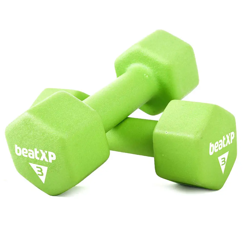 beatXP Neoprene Dumbbells,  Green (Pack of 2)  3 kg