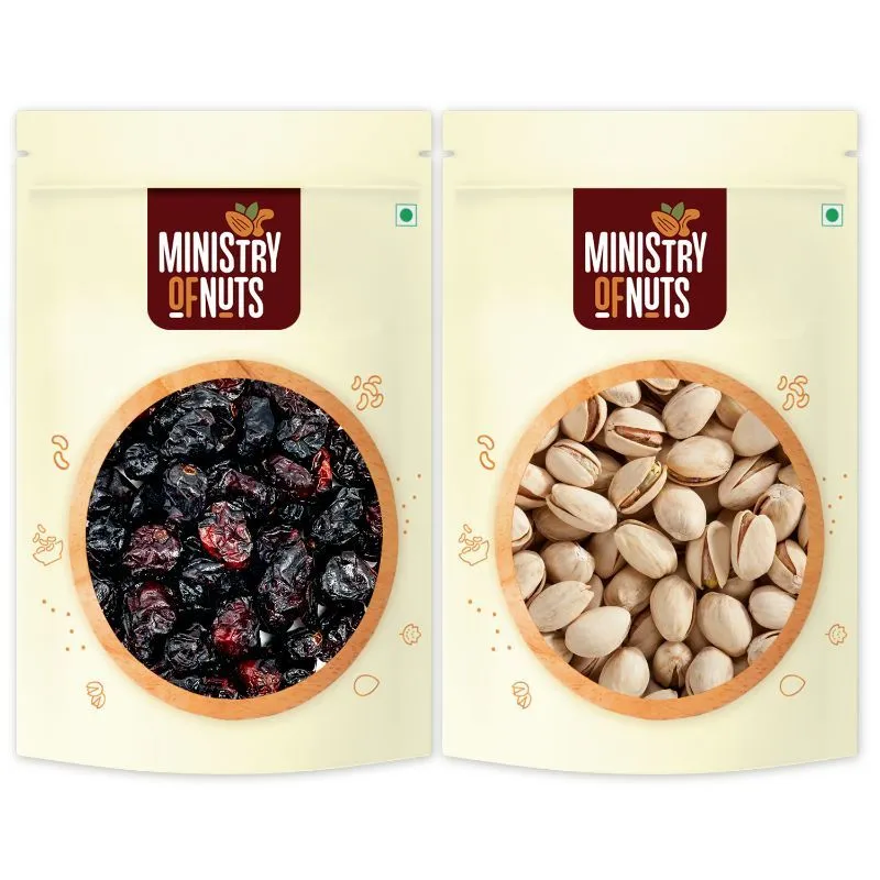 Ministry of Nuts Dried Berries Whole Cranberries & Roasted & Salted Pista Dry Fruits