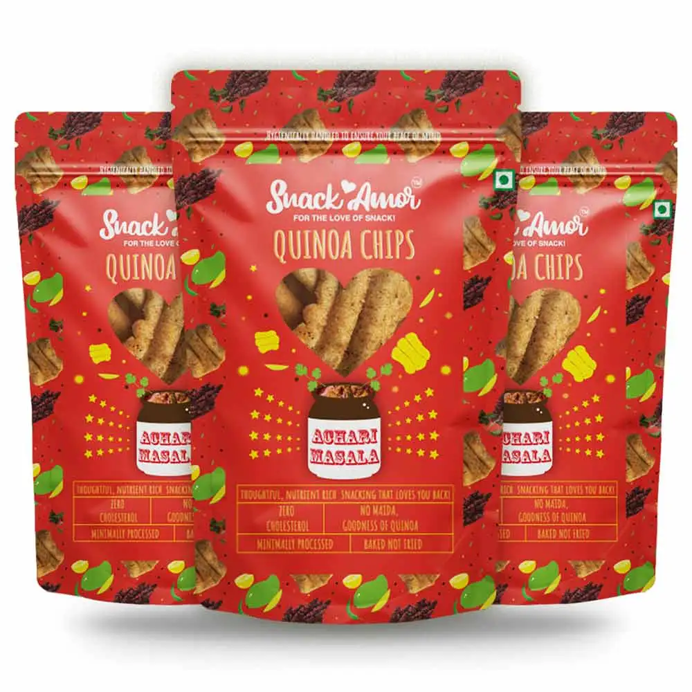 SnackAmor Quinoa Chips,  Achari Masala (Pack of 3)  50 g