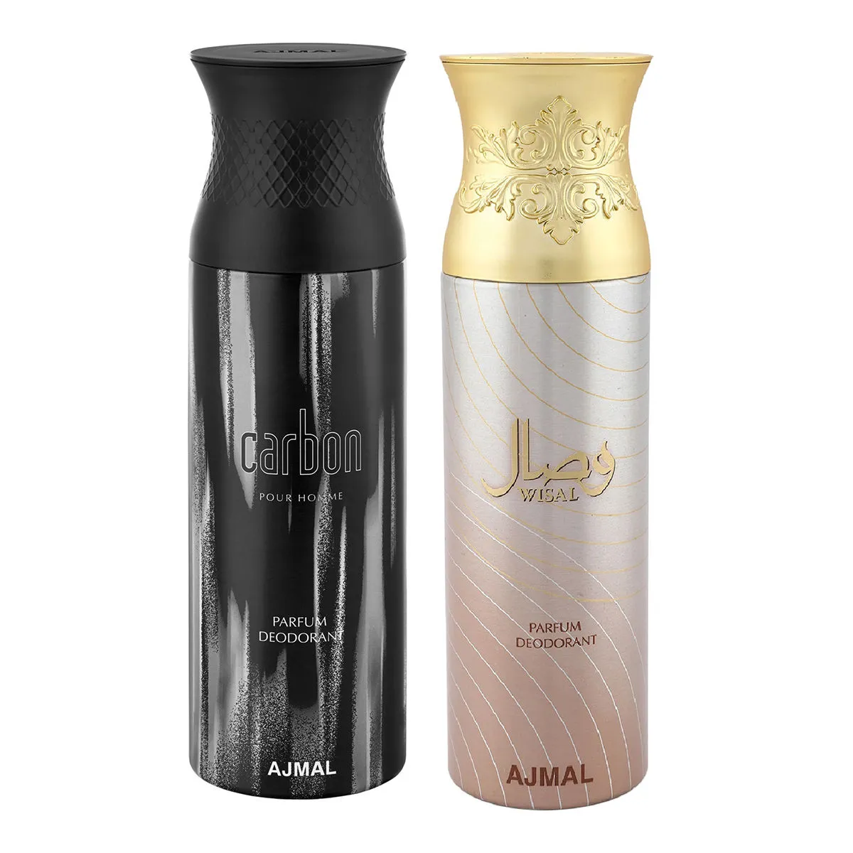 Ajmal Carbon & Wisal Dhahab Parfum Deodorant Spray - Pack Of 2