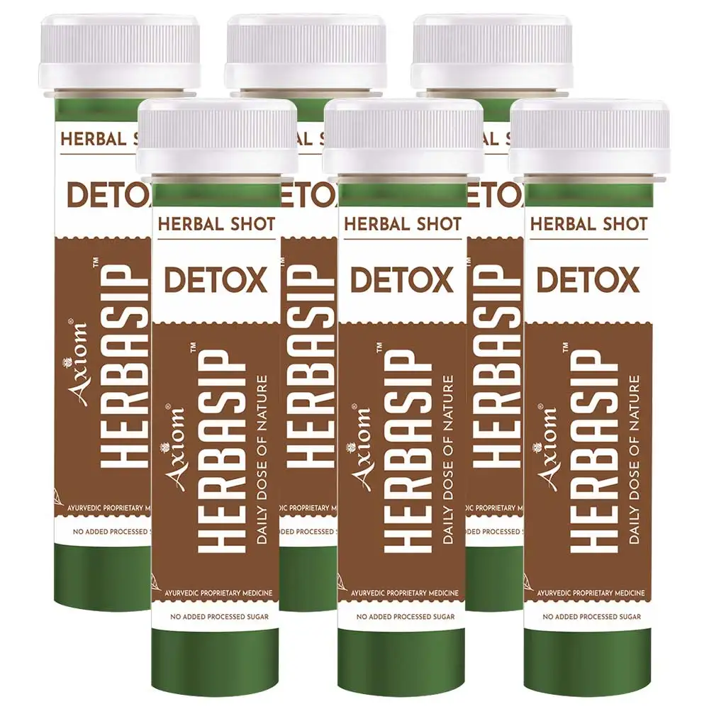 Herbasip Detox Juice Pack of 6 Shots,  Unflavoured  50 ml