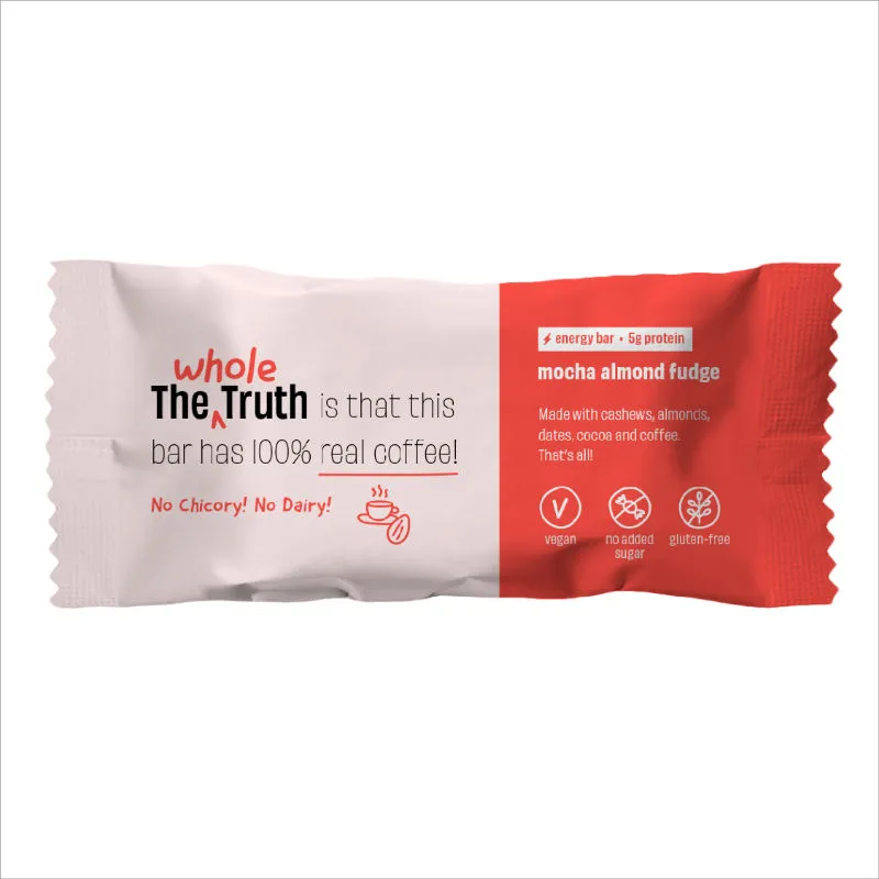 The Whole Truth Vegan Energy Bars - Mocha Almond Fudge - Pack of 6