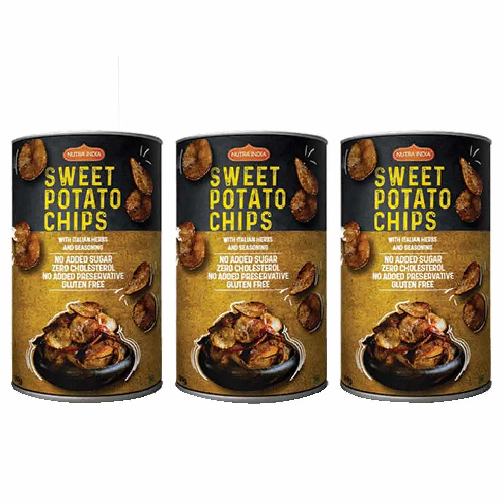 Nutra India Sweet Potato Chips,  Peri Peri Pack of 3  50 g