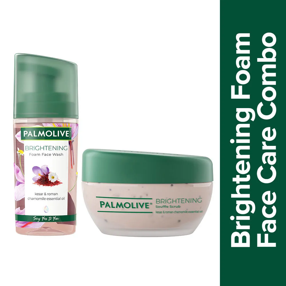 Palmolive Brightening Combo - Foam Face Wash and Souffle Face Scrub with 100% Natural Extracts