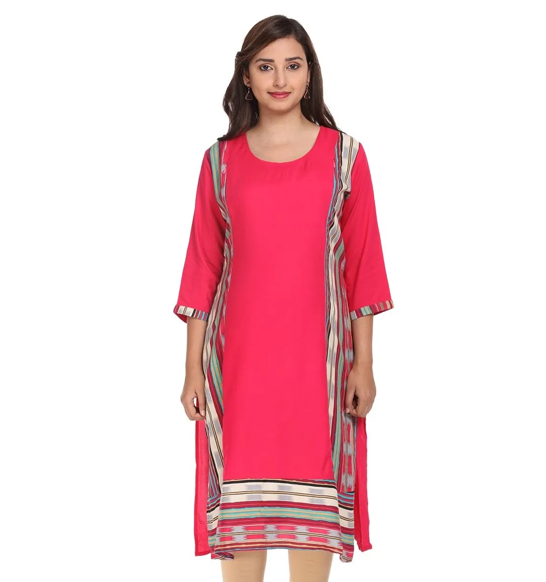 Morph Maternity Trendy Printed Feeding Kurti - Pink