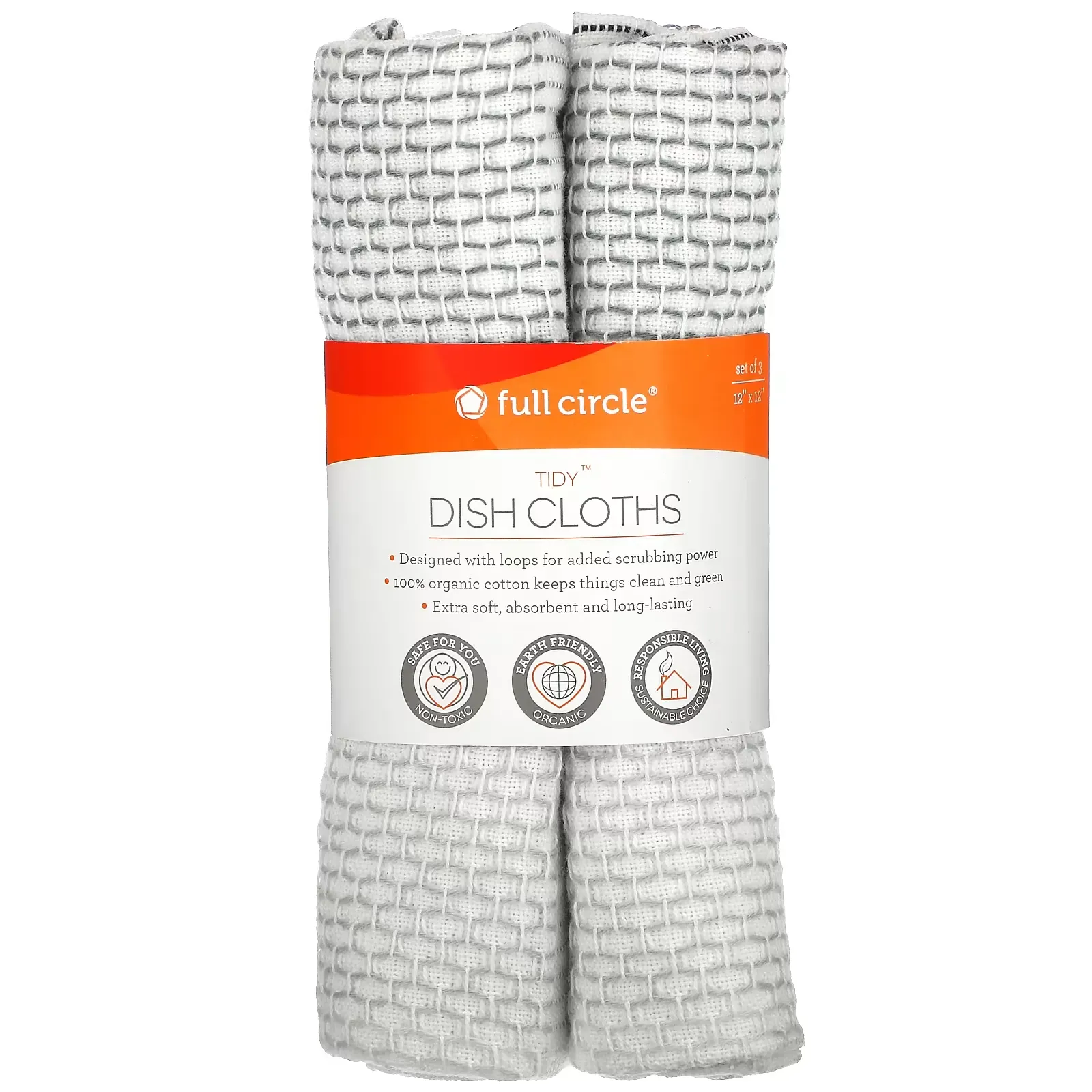 Tidy Dish Cloths, Grey, 3 Cloths